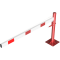 Swing barrier | with pull rope reinforcement | to be fixed by plugs, hot-dip galvanized and red coated with white reflecting rings | Barrier arm length: 1500 mm | for padlock